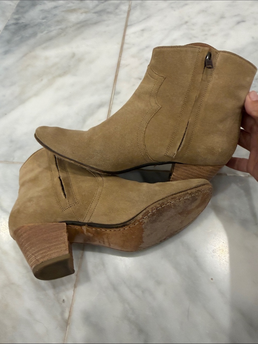 Isabel Marant Tan Suede Western Ankle Boots